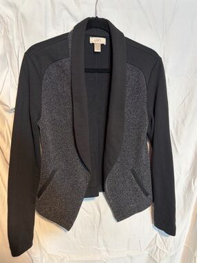 LOFT Black and Charcoal Open-Front Blazer cardigan
